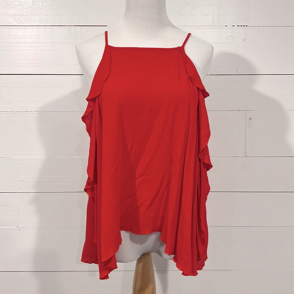 Missimo Red ruffle detail tank with tulip style back size L